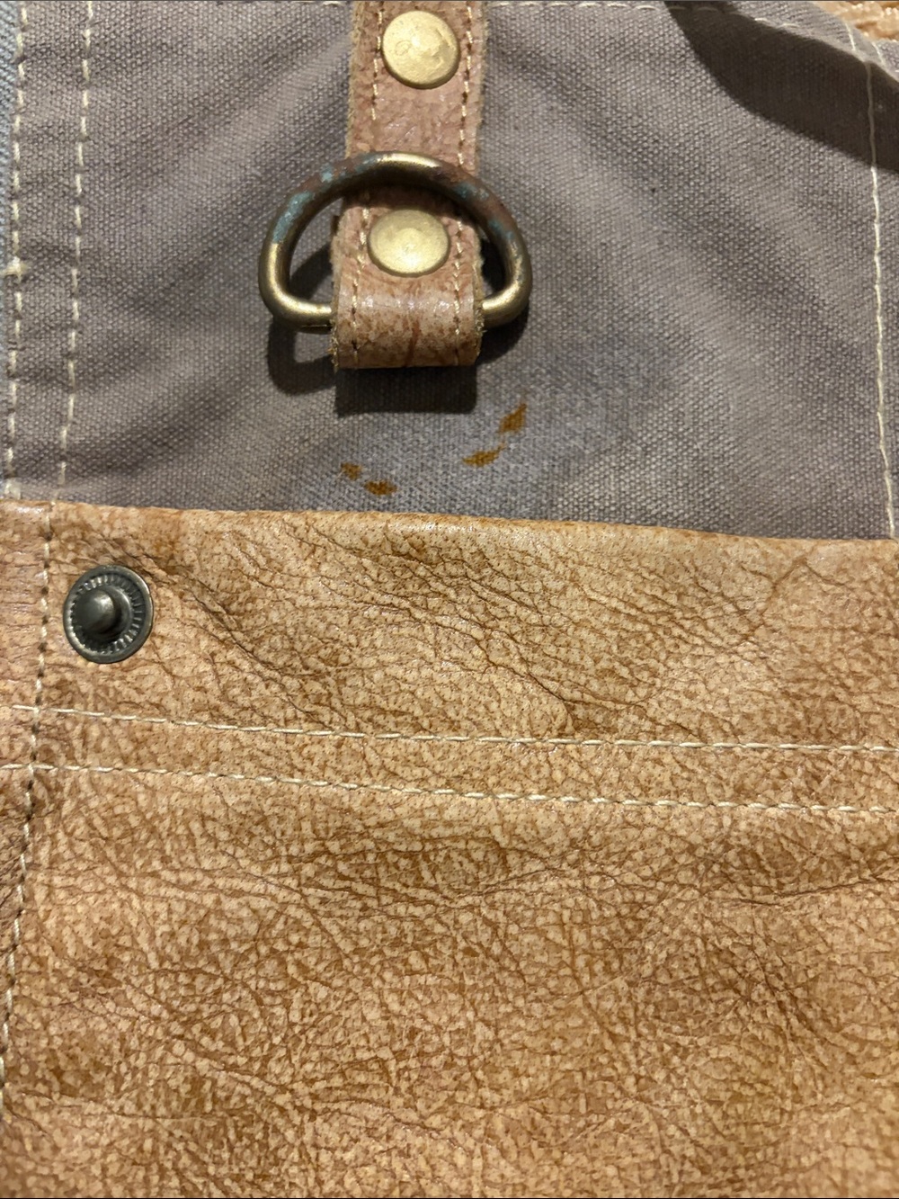 Myra Canvas & Leather Tote Bag in Brown and Gray - Picture 4 of 10